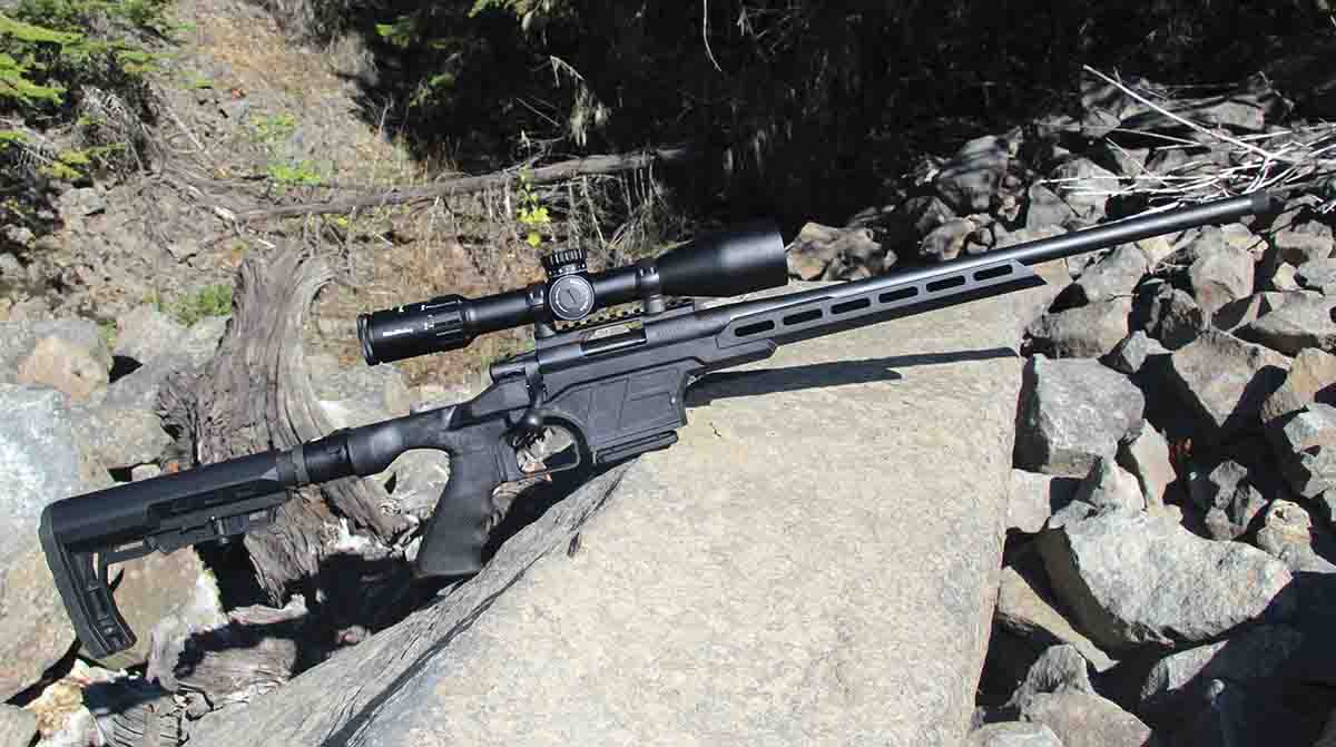 Howa’s XL Lite Chassis is a streamlined rifle built on a Model 1500 Mini Action set in a HTI glass-filled polymer chassis-style stock. The design weighs only 7.5 pounds.